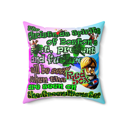 christmas spirits of boston - Spun Polyester Square Pillow - (light blue-pink wave)