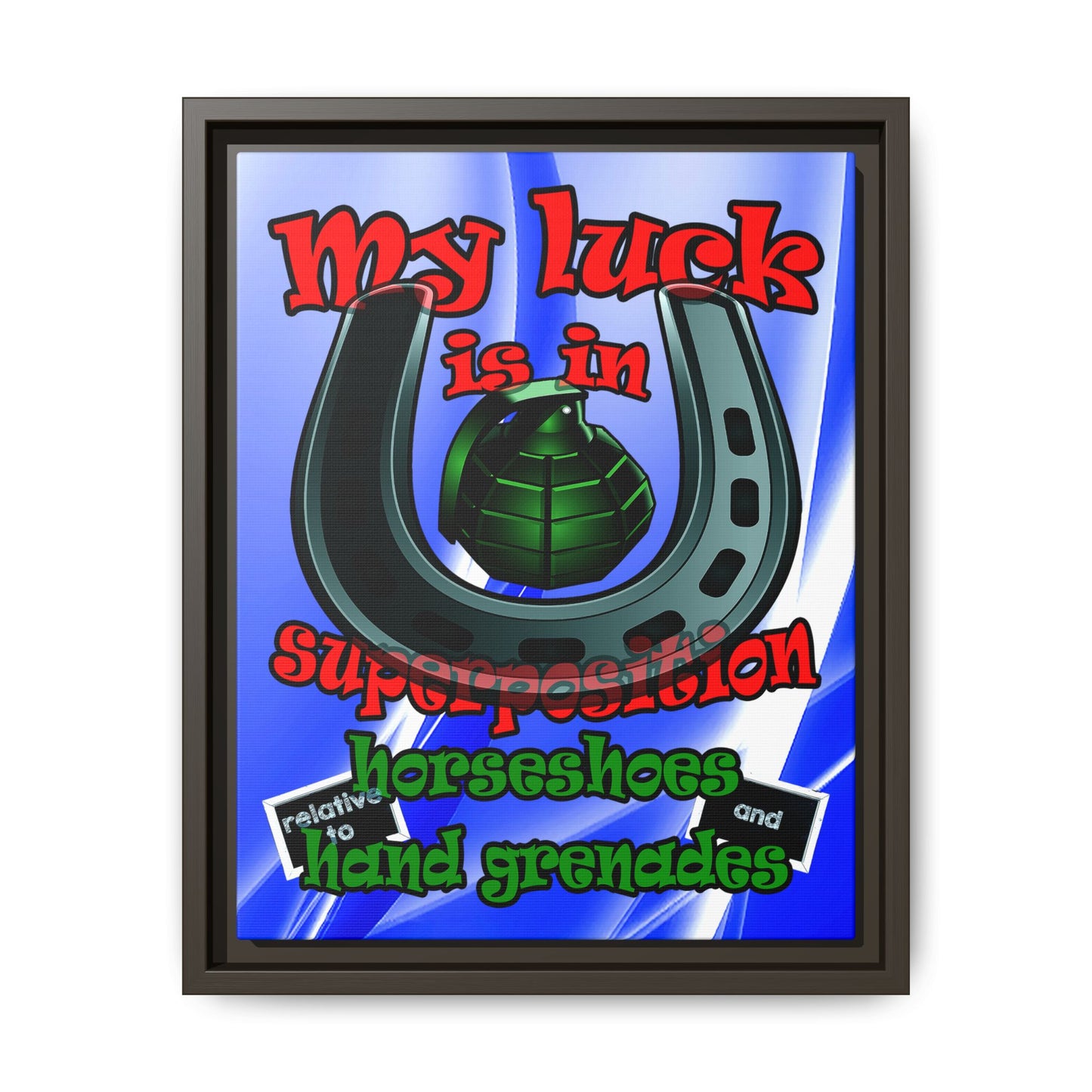 my luck - framed canvas art (blue-white wave)