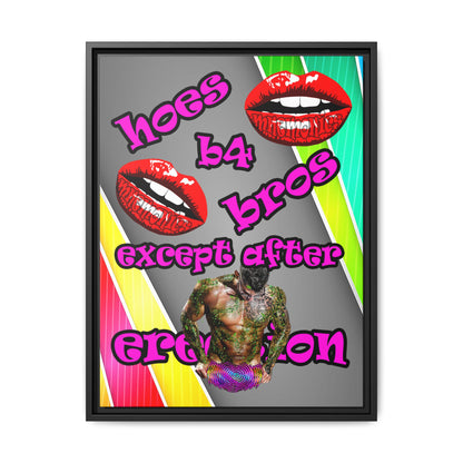 hoes b4 bros - framed canvas art (rainbow split)