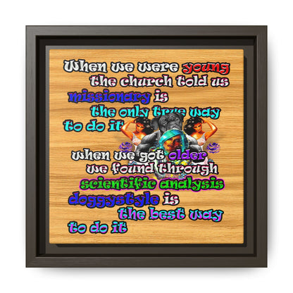 doggystyle - framed canvas art (butterscotch wood finish)