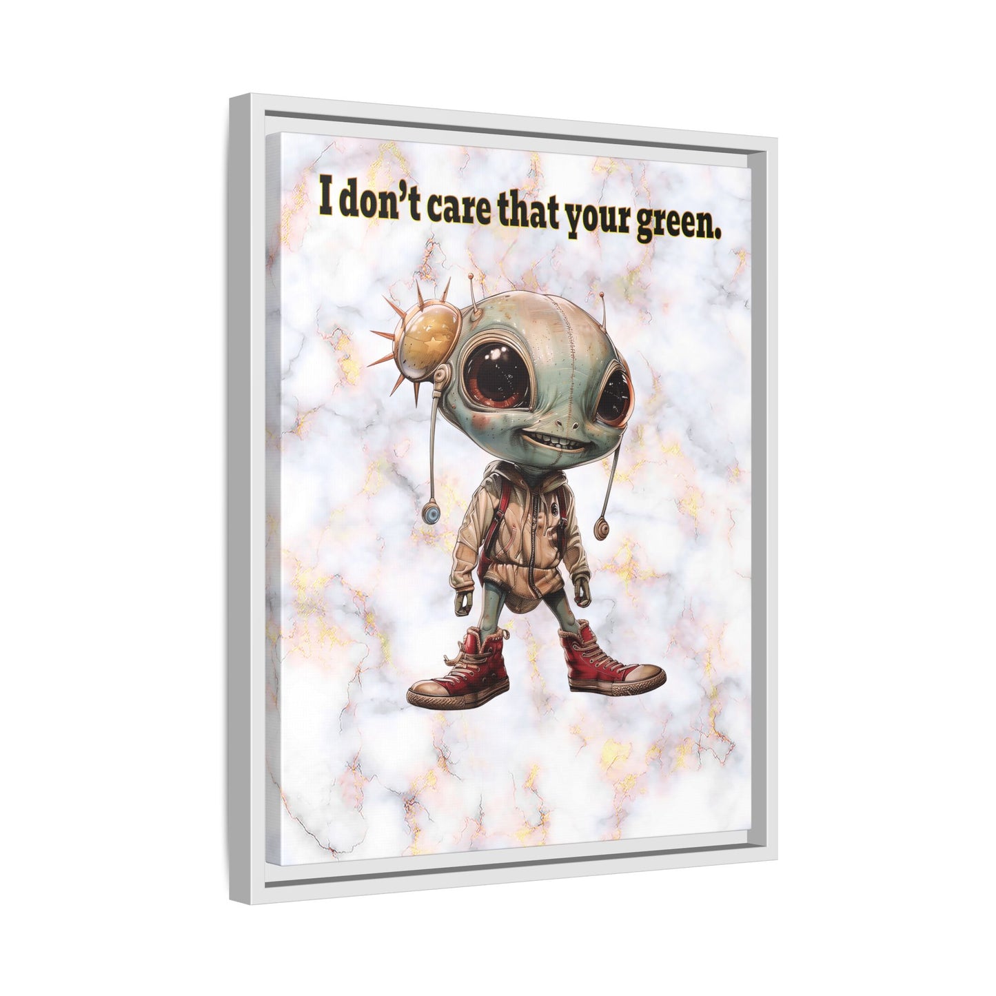 I don't care that your green - framed canvas art (white marble)