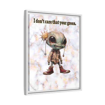 I don't care that your green - framed canvas art (white marble)