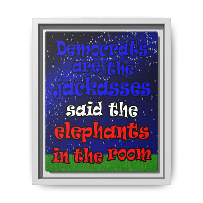 donkeys and elephants - framed canvas art ('snoops' background)