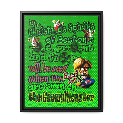 christmas spirits of boston - framed canvas art (logo green)