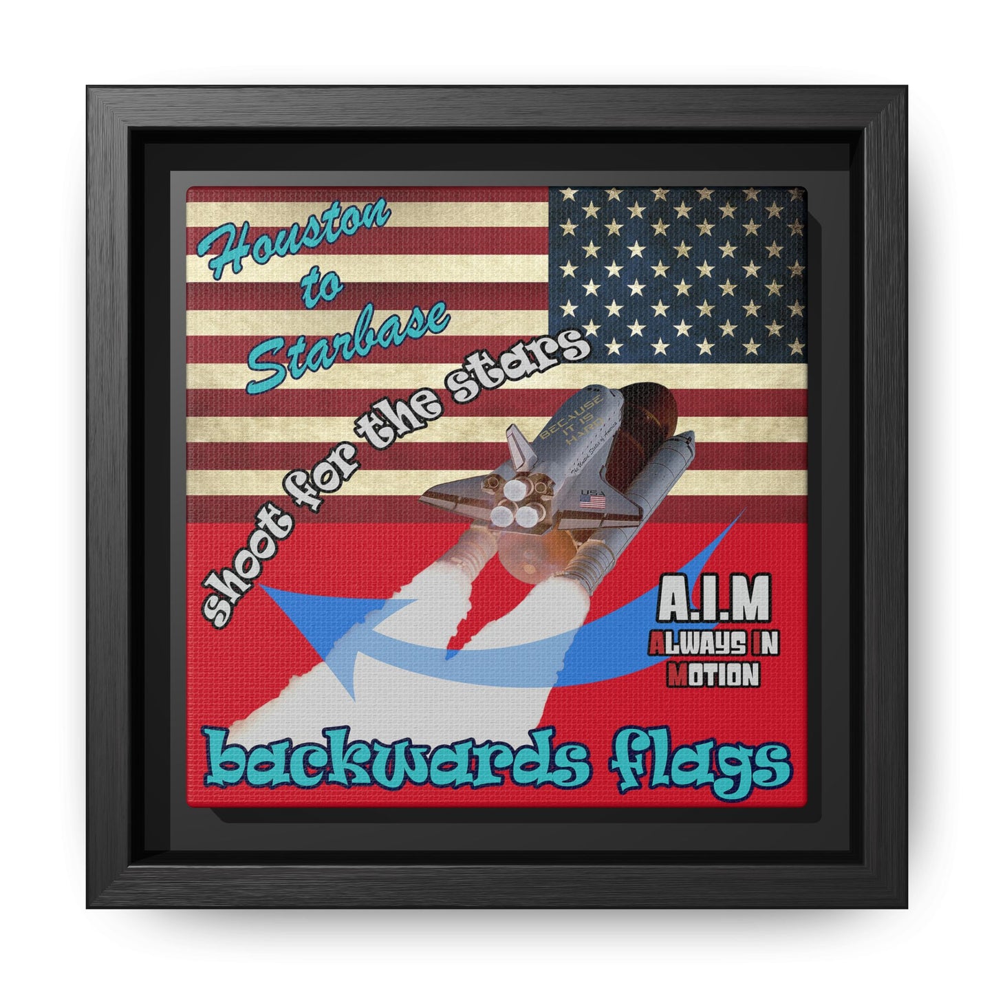 shoot for the stars - framed canvas art (dark red)