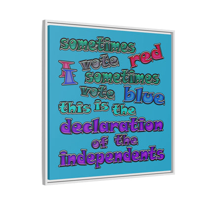 declaration of the independents - framed canvas art (turquoise)
