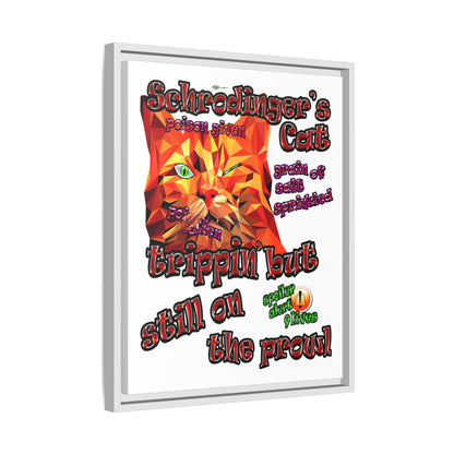 schrodinger's cat - framed canvas art (white)