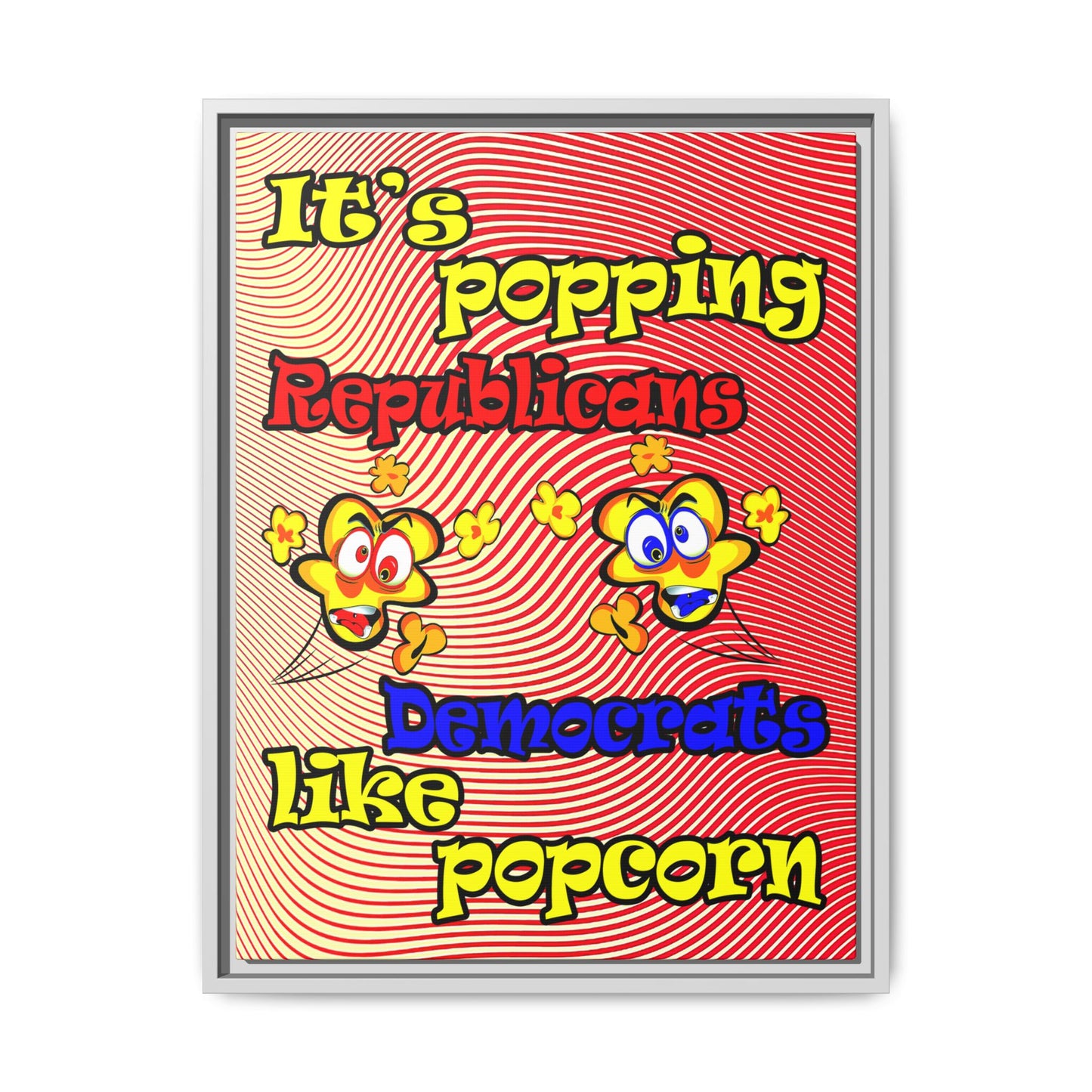 popping like popcorn - framed canvas art (yellow-orange wave)
