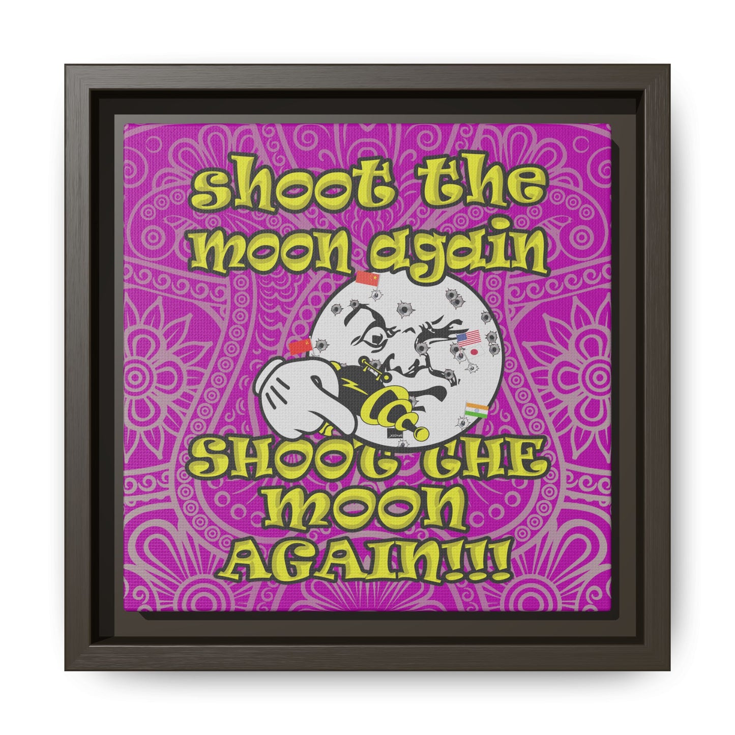 shoot the moon again - framed canvas art (pink swirl)