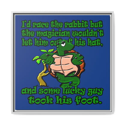 turtle race - framed canvas art (dark blue)