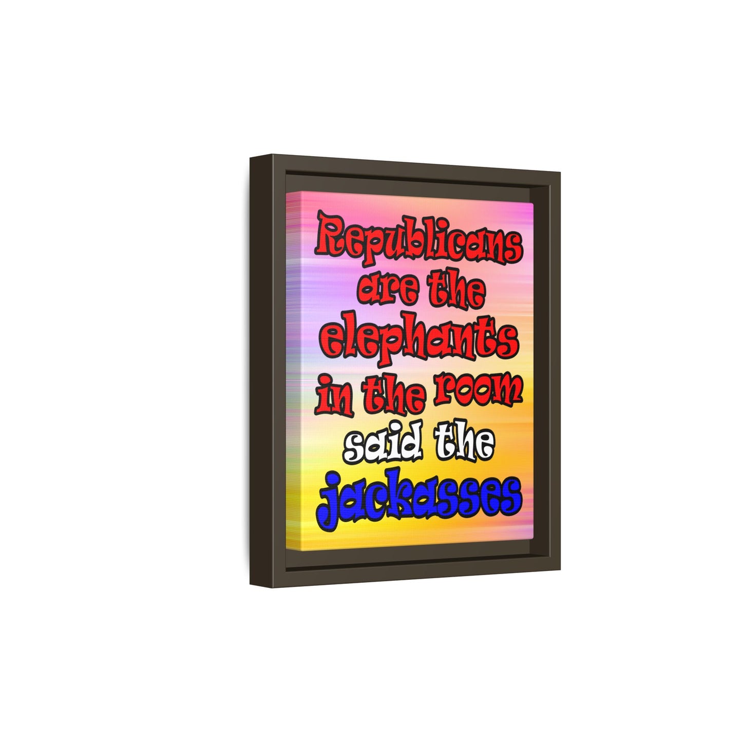 donkeys and elephants - framed canvas art (color blur)