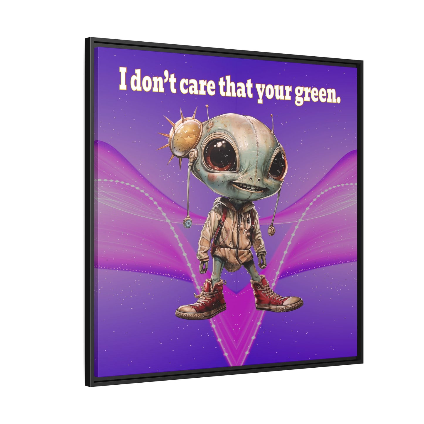 I don't care that your green - framed canvas art (purple-pink wave)