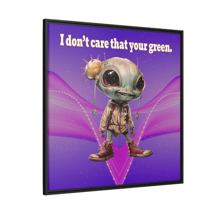 I don't care that your green - framed canvas art (purple-pink wave)