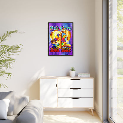 love peace - framed canvas art (purple wave)