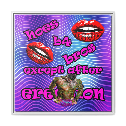 hoes b4 bros - framed canvas art (purple wave)