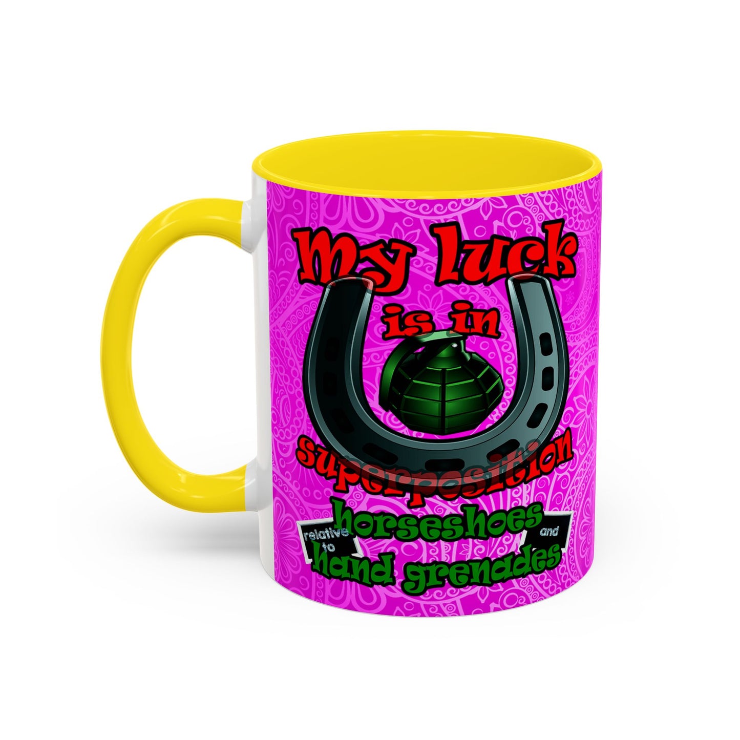 my luck - Accent Mug (pink swirl)