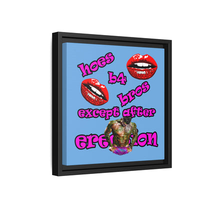 hoes b4 bros - framed canvas art (light blue)