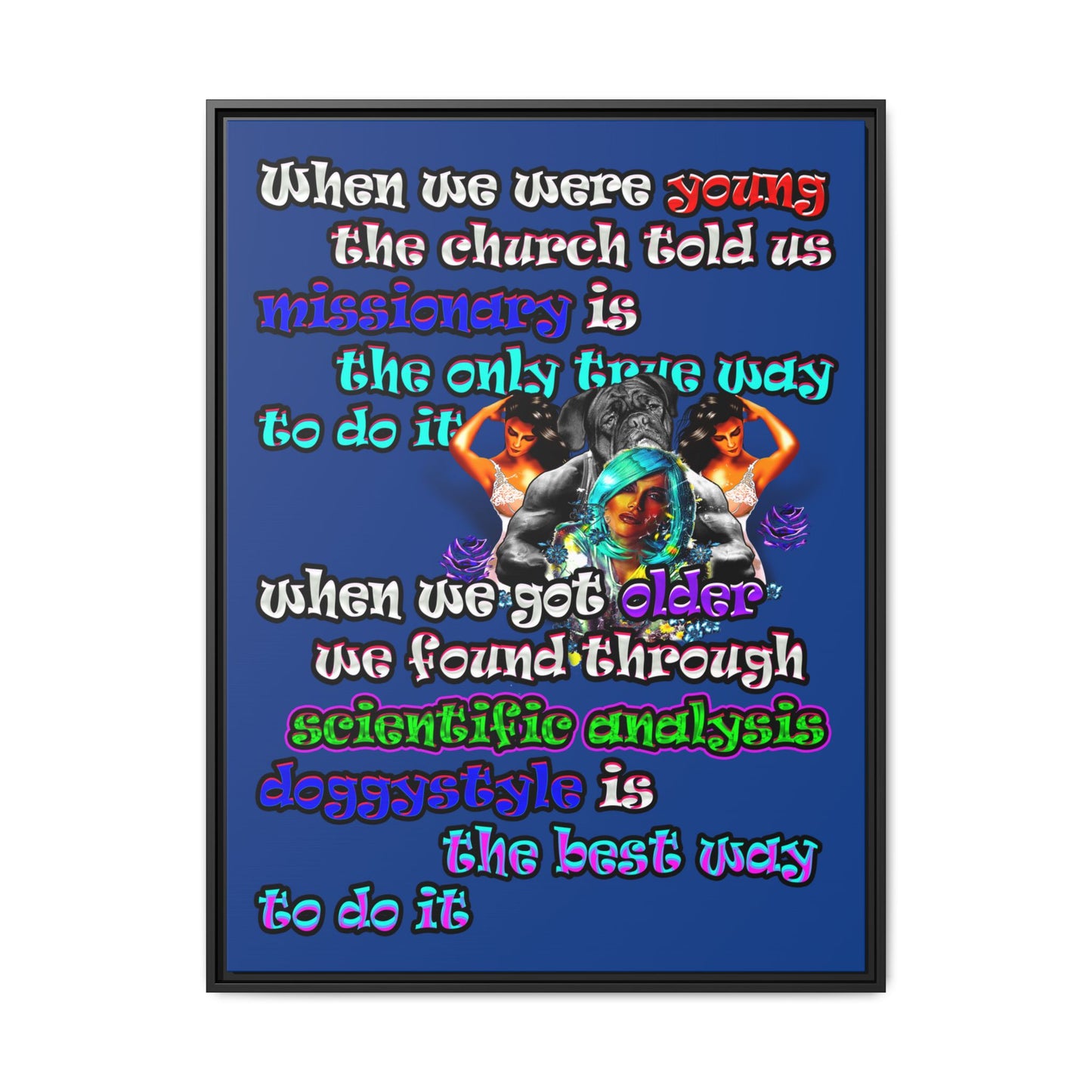 doggystyle - framed canvas art (dark blue)