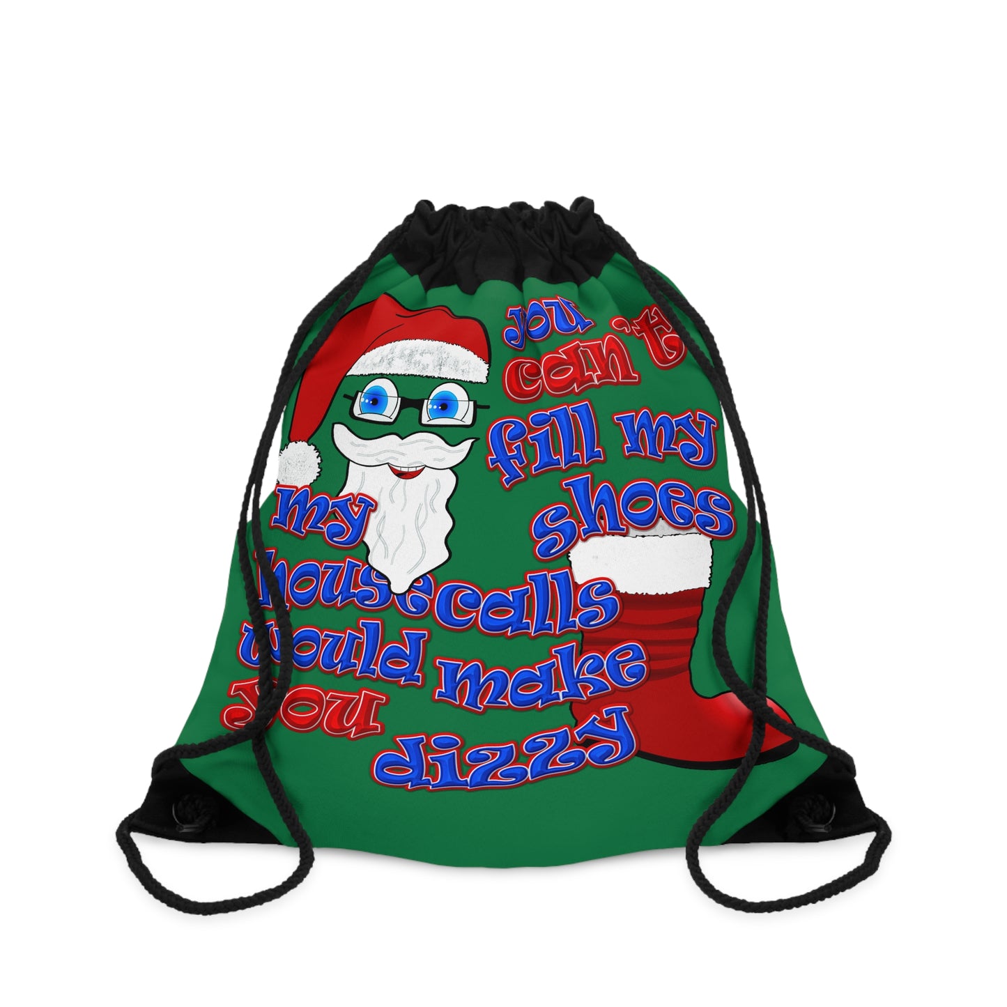 santa's shoes - Drawstring Bag (dark green)