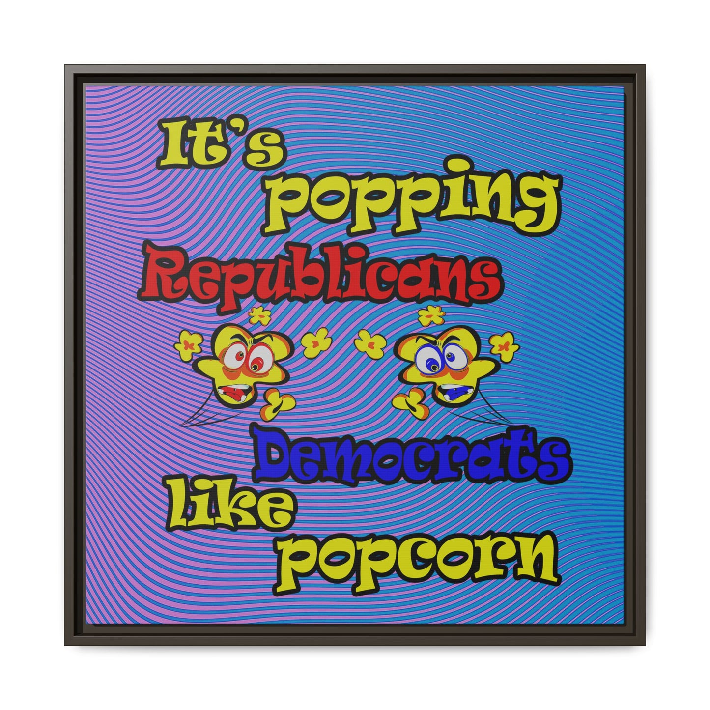 popping like popcorn - framed canvas art (light blue-purple wave)