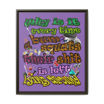 the bum's shit - framed canvas art (light purple)