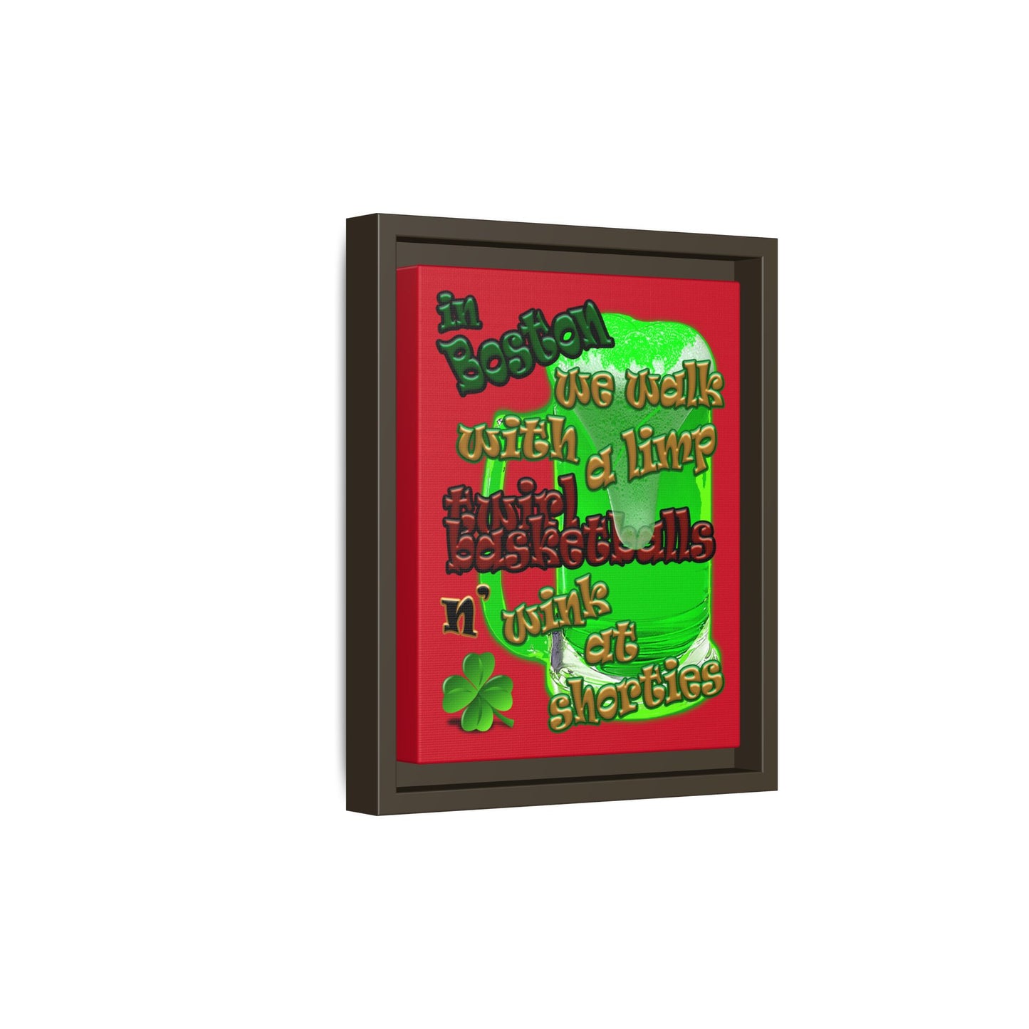 celtics logo - framed canvas art (dark red)