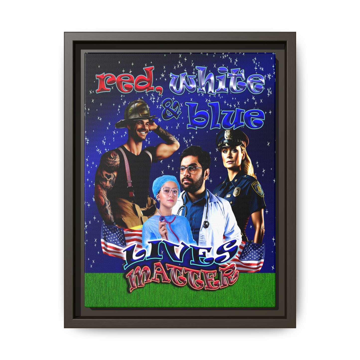 rw&b lives matter - framed canvas art ('snoops' background)