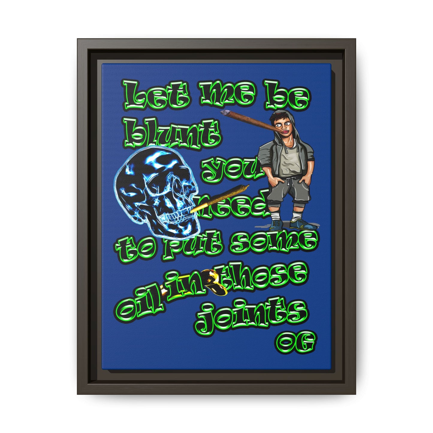 og - framed canvas art (dark blue)