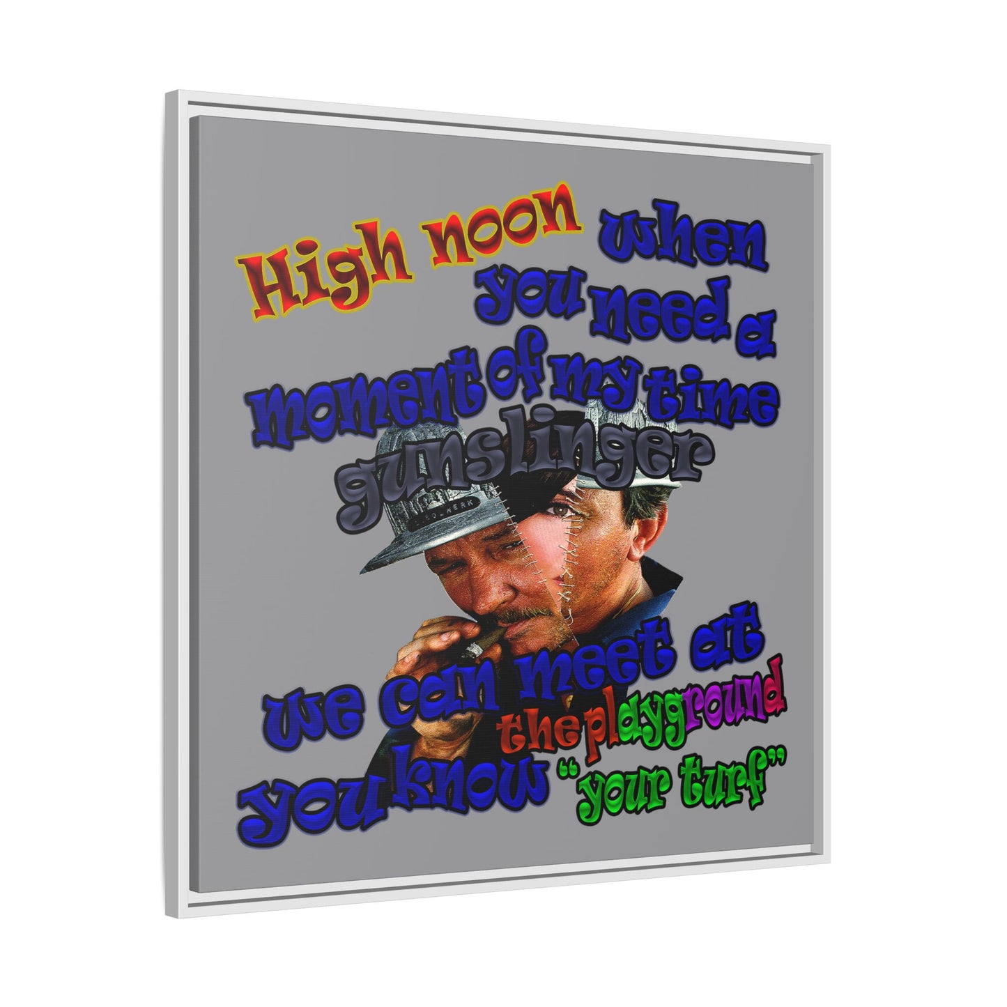 high noon - framed canvas art (grey)
