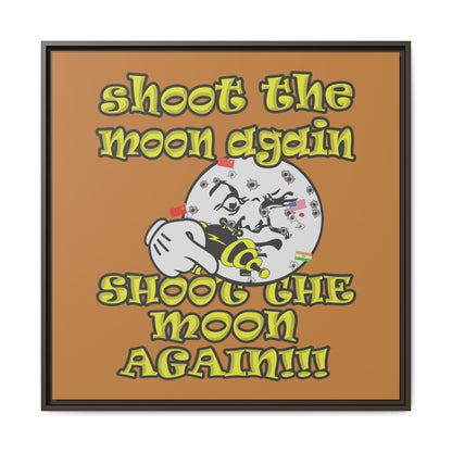 shoot the moon again - framed canvas art (light brown)
