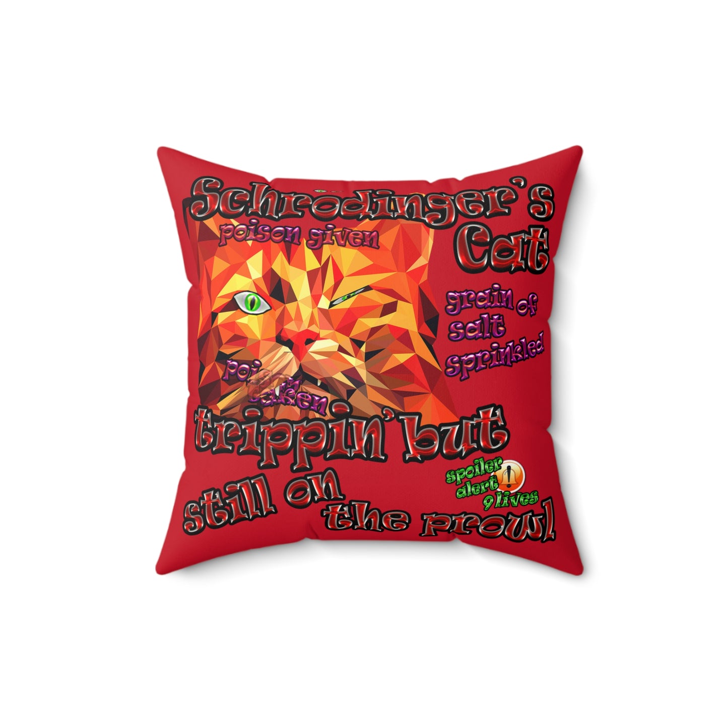 schrodinger's cat - Faux Suede Square Pillow - (dark red)