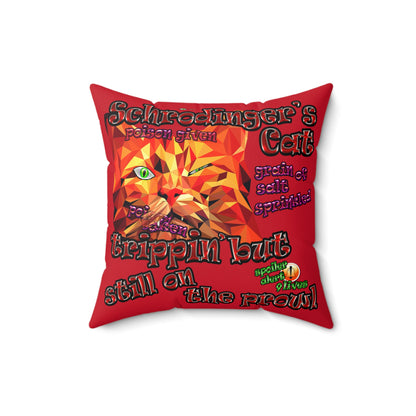 schrodinger's cat - Faux Suede Square Pillow - (dark red)