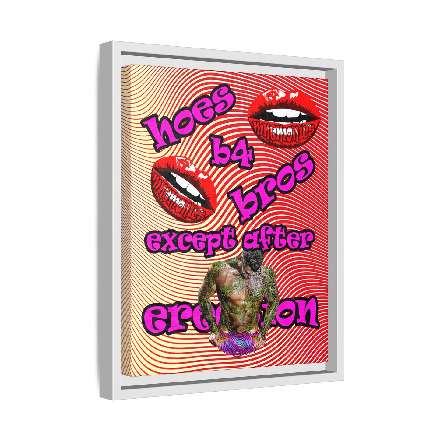 hoes b4 bros - framed canvas art (yellow-orange wave)