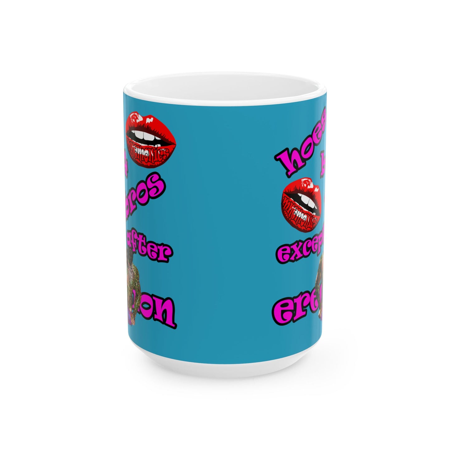 hoes b4 bros - White Mug (turquoise)