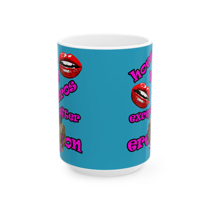 hoes b4 bros - White Mug (turquoise)
