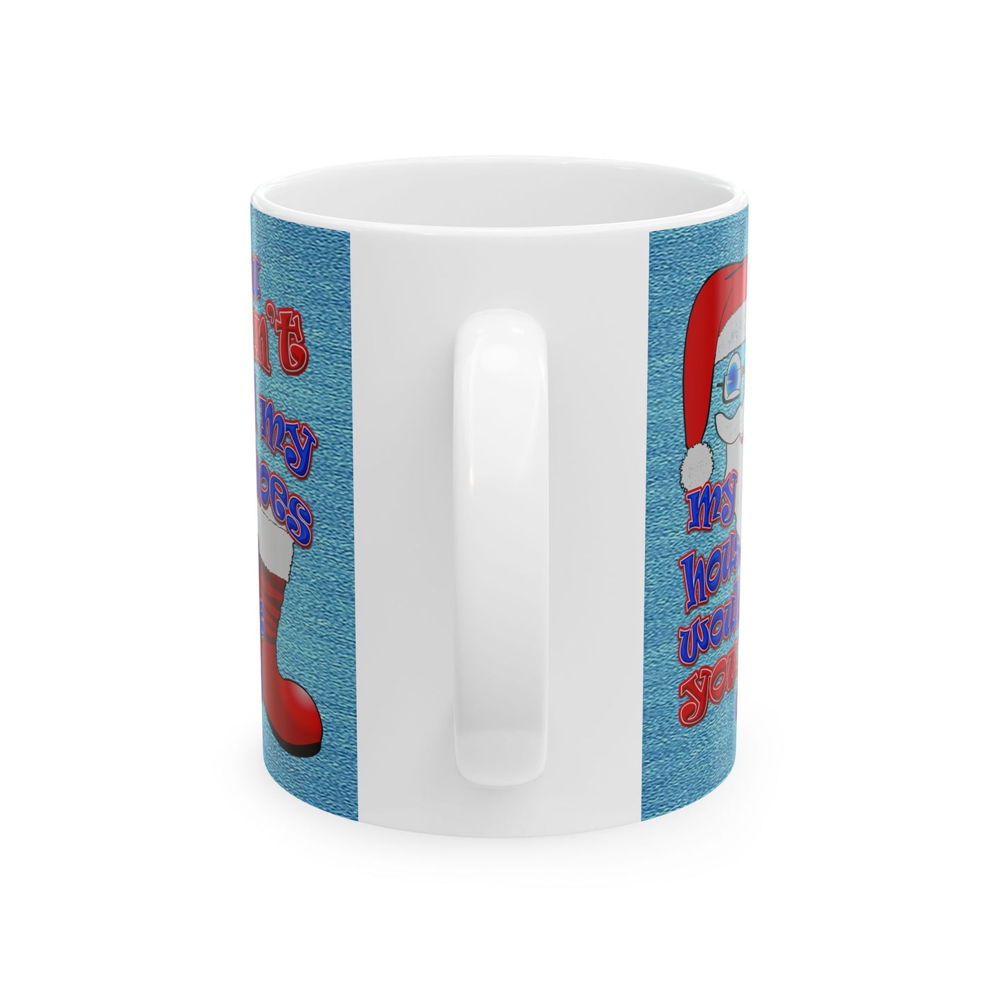 santa's shoes - White Mug (faded dark blue)