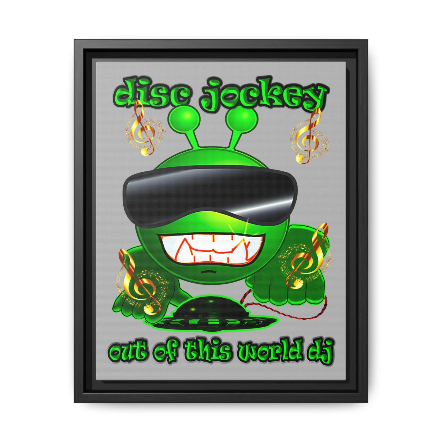 disc jockey - framed canvas art (light grey)