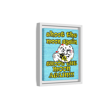 shoot the moon again - framed canvas art (faded blue)