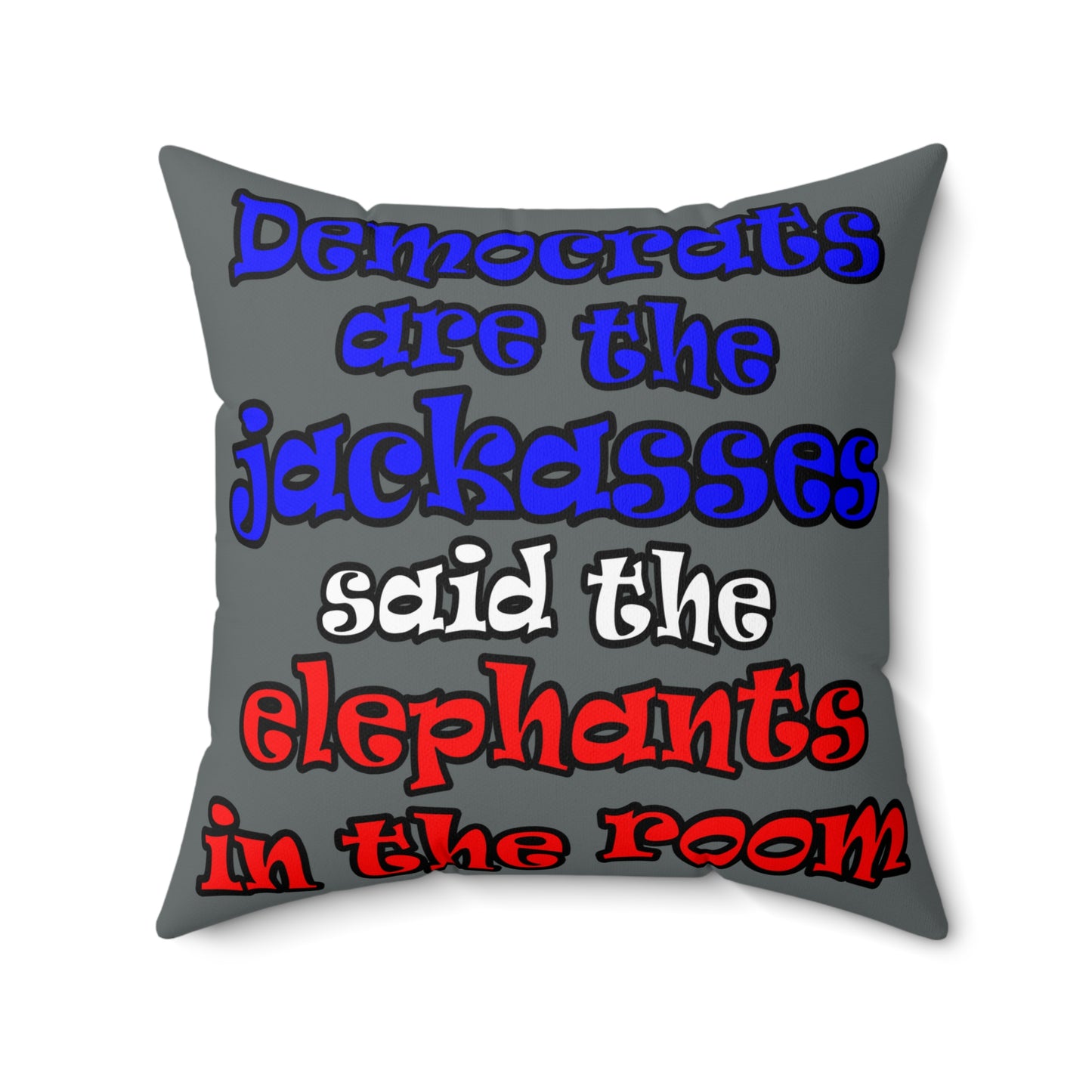 donkeys and elephants - Spun Polyester Square Pillow - (dark grey)