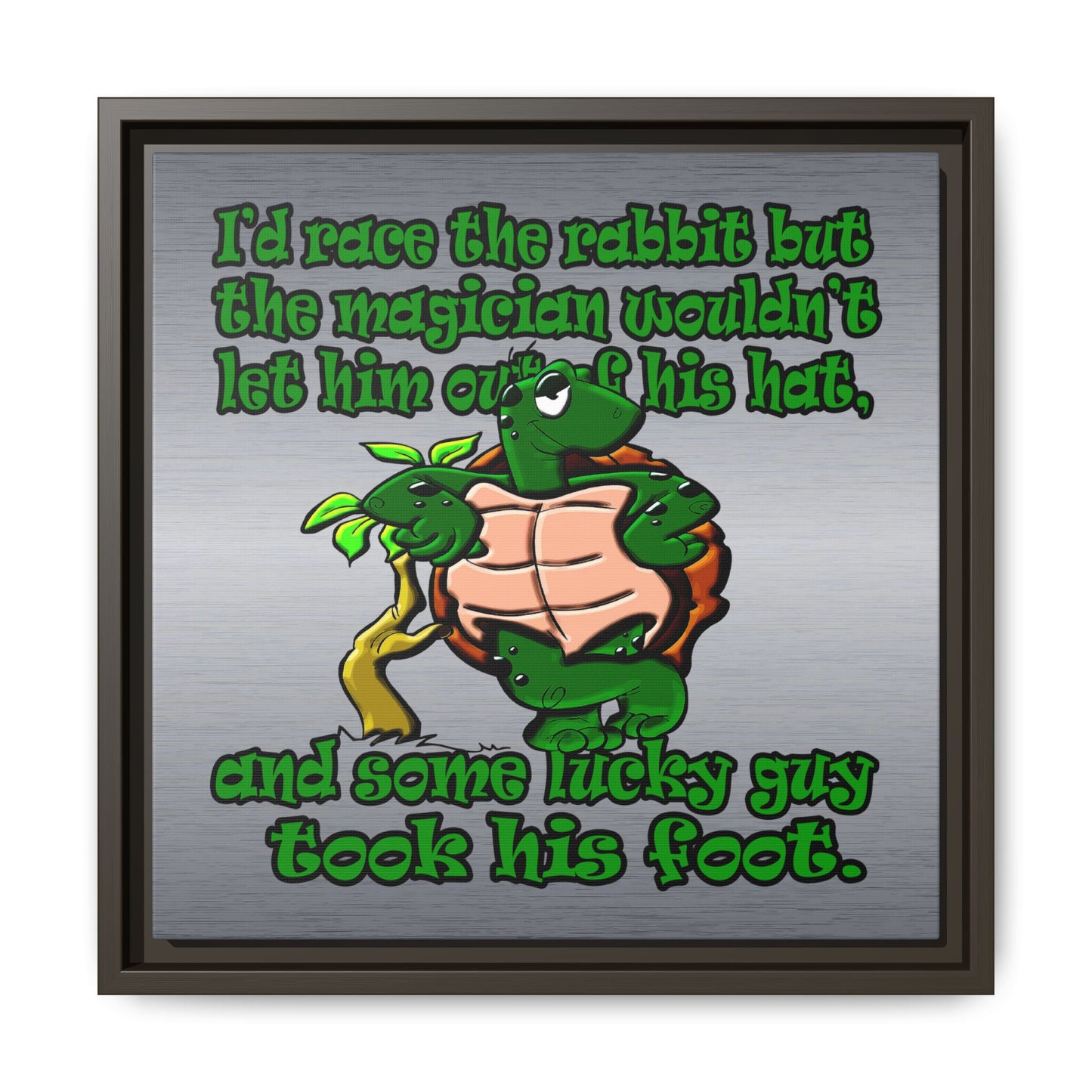 turtle race - framed canvas art (brushed nickel)