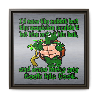 turtle race - framed canvas art (brushed nickel)