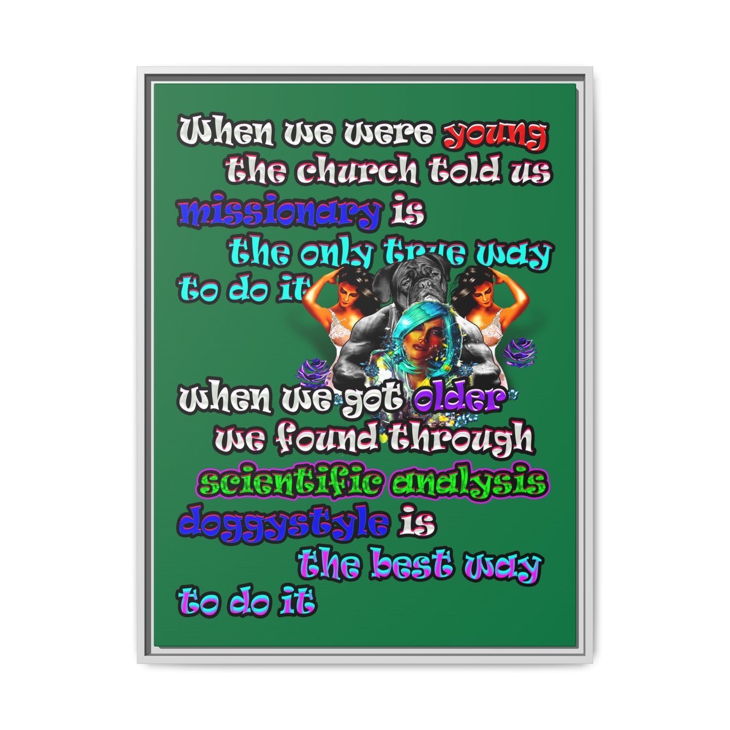 doggystyle - framed canvas art (dark green)