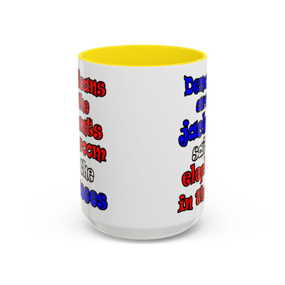 donkeys and elephants - Accent Mug (white)