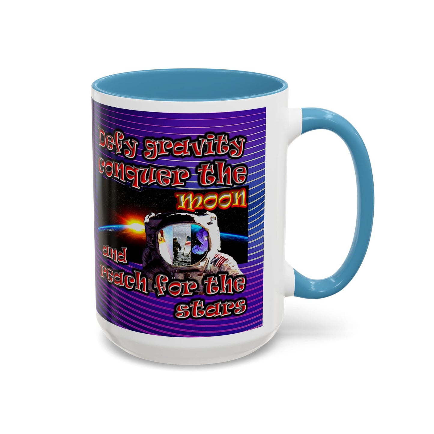 defy conquer reach - Accent Mug (purple wave)