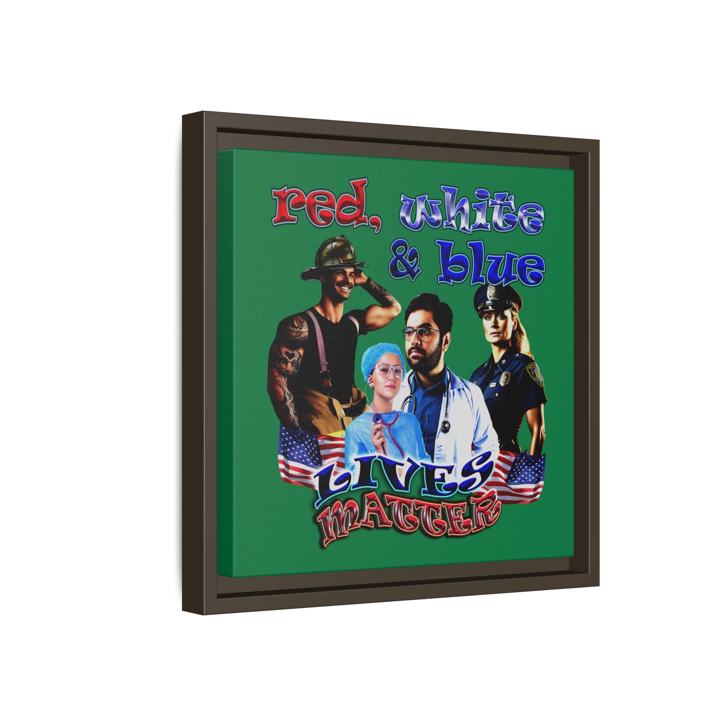 rw&b lives matter - framed canvas art (dark green)