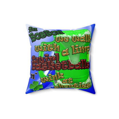 celtics logo - Faux Suede Square Pillow - (blue-white wave)