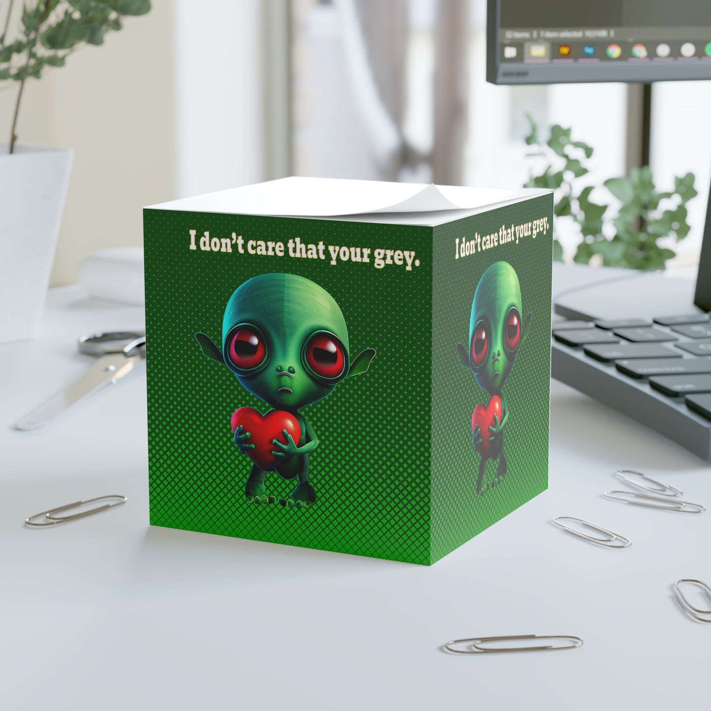 I don't care that your grey - note cube (logo green)