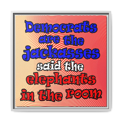 donkeys and elephants - framed canvas art (yellow-orange wave)