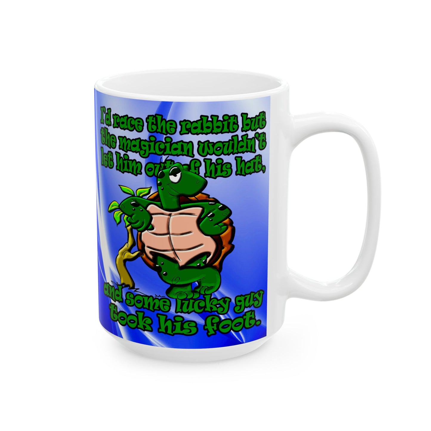 turtle race - White Mug (blue-white wave)