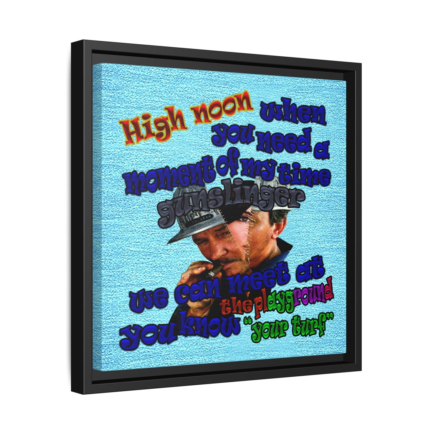 high noon - framed canvas art (faded blue)